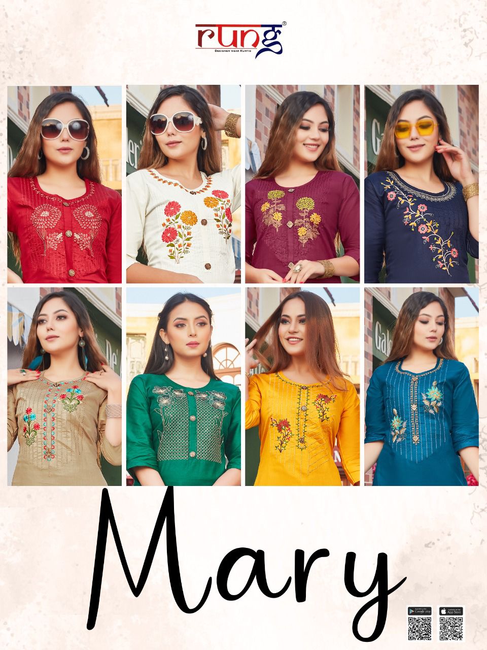Rung Mary Latest Designer Fancy Ethnic Wear Embroidery Kurti Collection